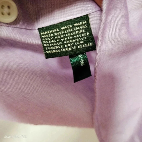 Lauren Ralph Lauren Men's Sz 16 1/2 Button Down Shirt Lavender Long Sleeves - Picture 6 of 11